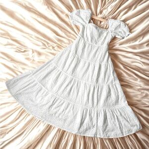 White Eyelet Midi Dress